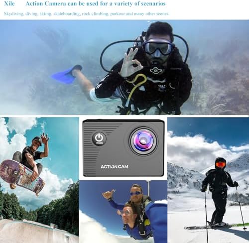 Action Camera 1080P 30fps Sports Camera 40m/131ft Underwater Waterproof with 2 Batteries and Multi-Function Accessory - Image 5