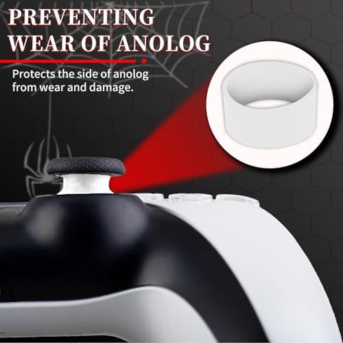 PlayRealm Silicone Skin Cover Sticker x 1 & Extender Grips x 2 for PS5 Controller Venom Web - Image 4
